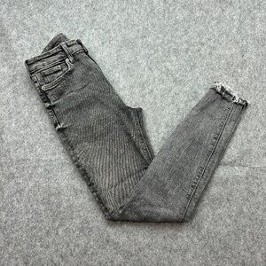 Zara High Waist Skinny Jeans Women's Size 6 Raw Hem Gray Stretch Denim